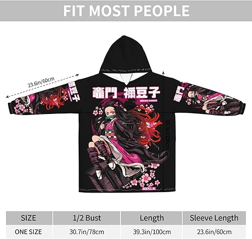 Miniatura 4 de Anime Slayer - Manta con capucha gruesa para mujer, pijama de franela suave de gran tamaño con capucha