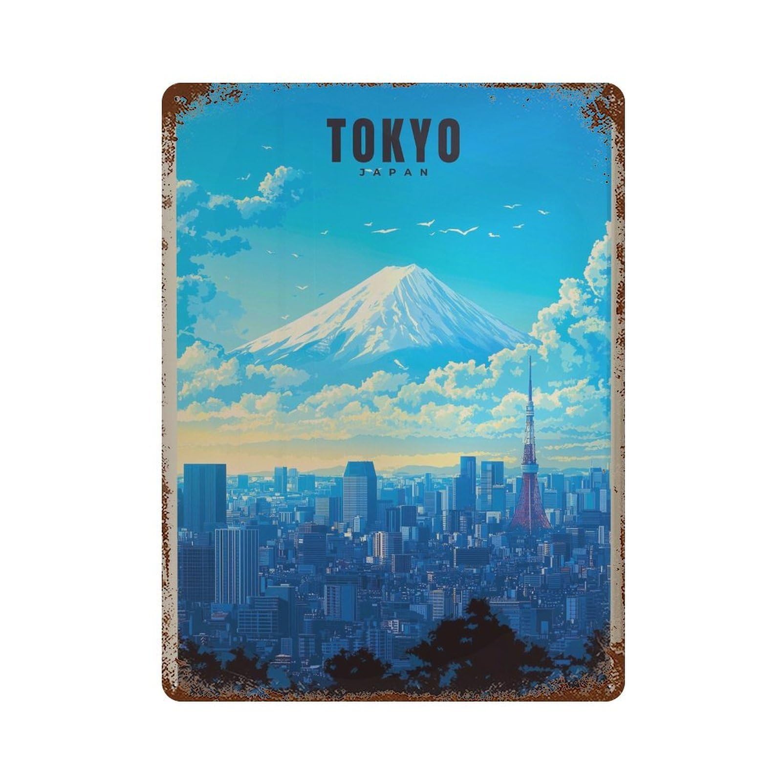 xiaoxiaoshen Tokyo Japan Travel Cityscape Wall Decor Art Metal Tin Poster Modern Home Decor Art Home Bar Shop Decorations Vintage Sign 40x30cm
