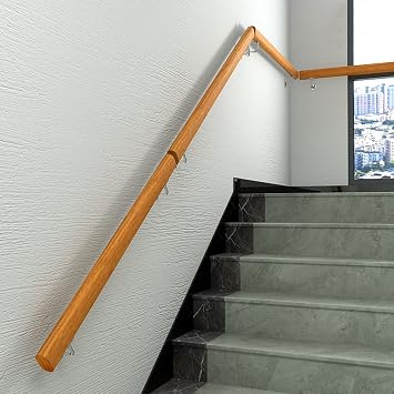 Wood Handrails for Stairs Steps, Non-Slip Stair Handrail Wall Mounted Stair Railing Staircase Grab Bar Home Interior Loft Against The Wall Elderly Handrail, 30-600cm Size 100cm