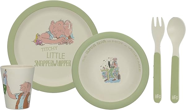 Creative Tops 5233217 Bfg Kindergeschirr Set Aus Gepresstem Bambus Grun Weiss Amazon De Kuche Haushalt