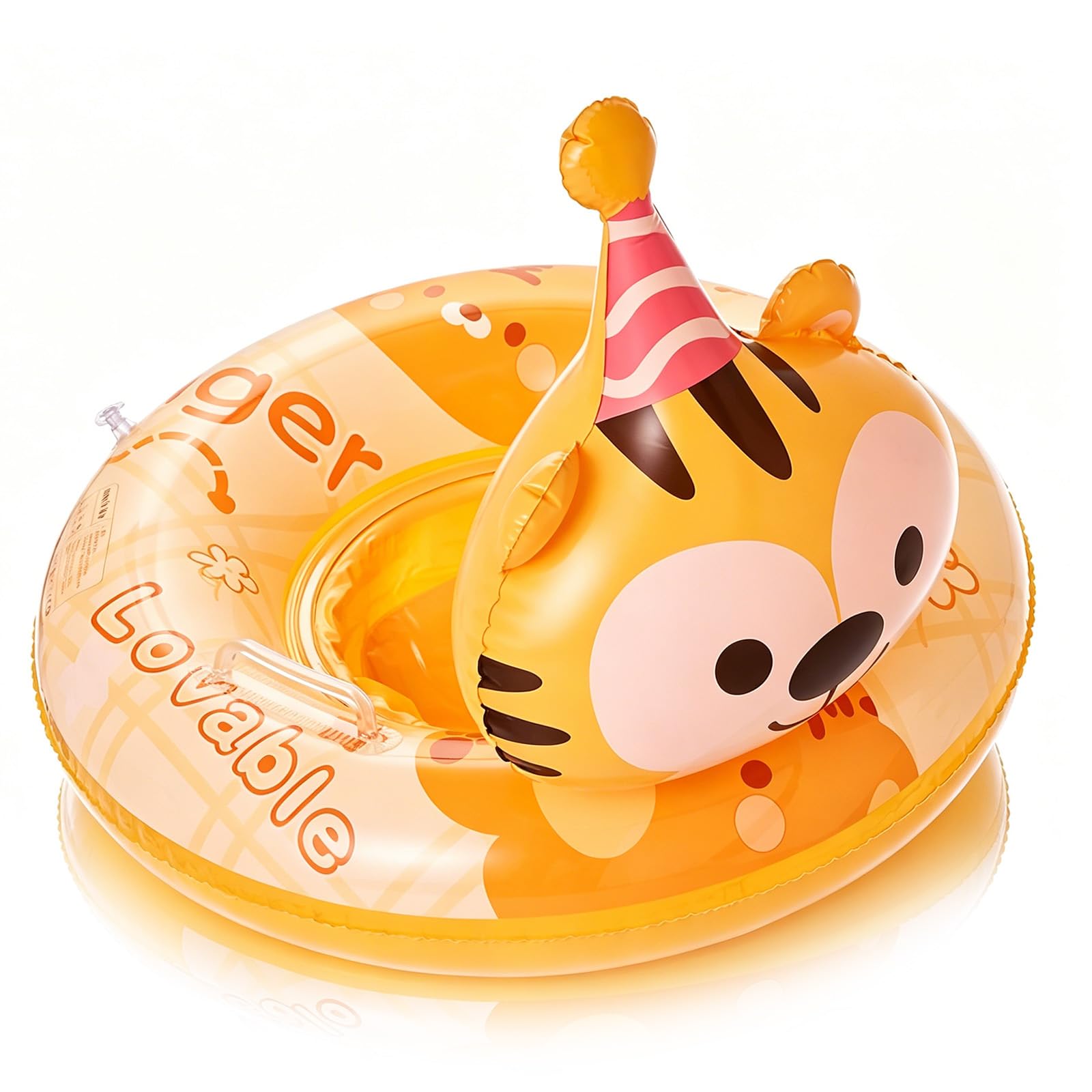 Yellow Tiger Baby Swimming Float Inflatable Baby Pool Float for Baby 6-36 Months,Baby Swimming Ring with Safety Seat Handle,Kids Rubber Ring Pool Float for Babies Toddlers Infant Boys Girls 1-3 Years
