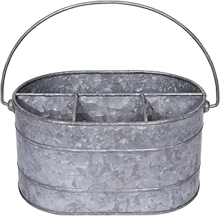 Creative Co-Op Metal Bucket with 4 Compartments and Handle