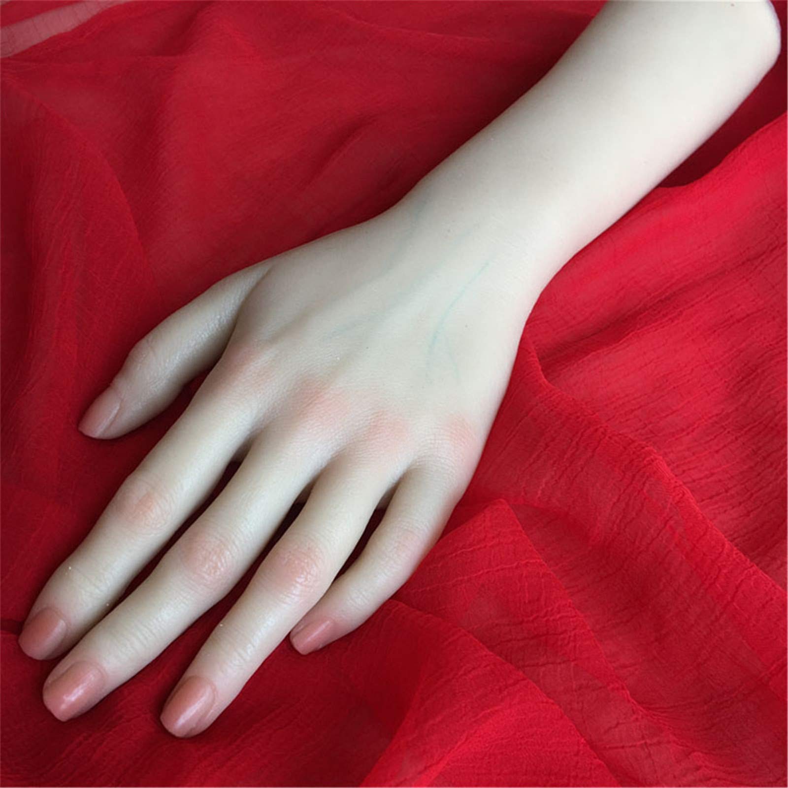 Silicone Lifelike Mano Morbida Mani finte Mani Guanti Femminili in Silicone realistici Orologi Manichino con Display ad Anello Modello Mani finte,A Left Hand