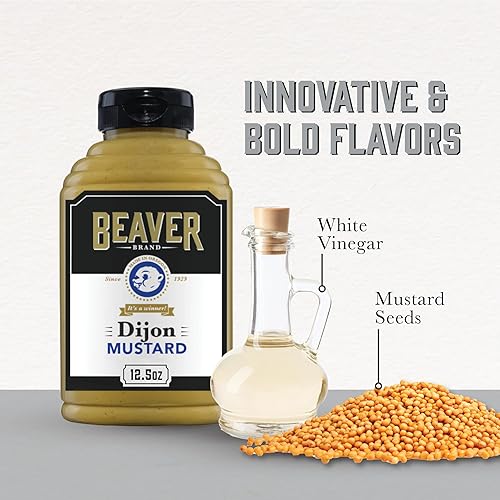 Miniatura 2 de Beaver Dijon - Mostaza picante con vino, botella exprimible de 12.5 onzas