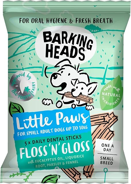 Barking Heads Little Paws Treats Floss 'n' Gloss Small Breed 50 Chews (10 Packs with 5 sticks in each pack)