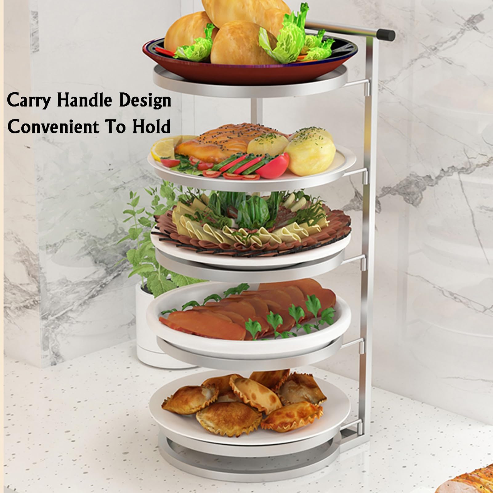 Estante De Almacenamiento De Alimentos De Varios Niveles, Bandeja De Clasificación De Alimentos De Pared(White,5 Tier)