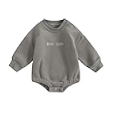 Newborn Infant Baby Boy Girls Oversized Romper Little Dude Sweater Onesie Coming Home Outfit Neutral Clothes