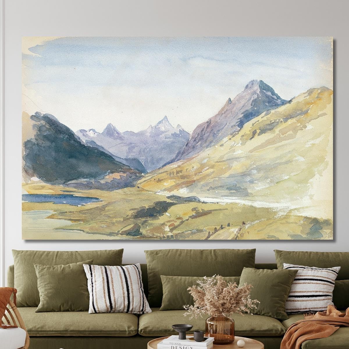 Cima del Passo Bernina John Singer Sargent, jss295 Quadro Stampato su Tela, 75x45 cm