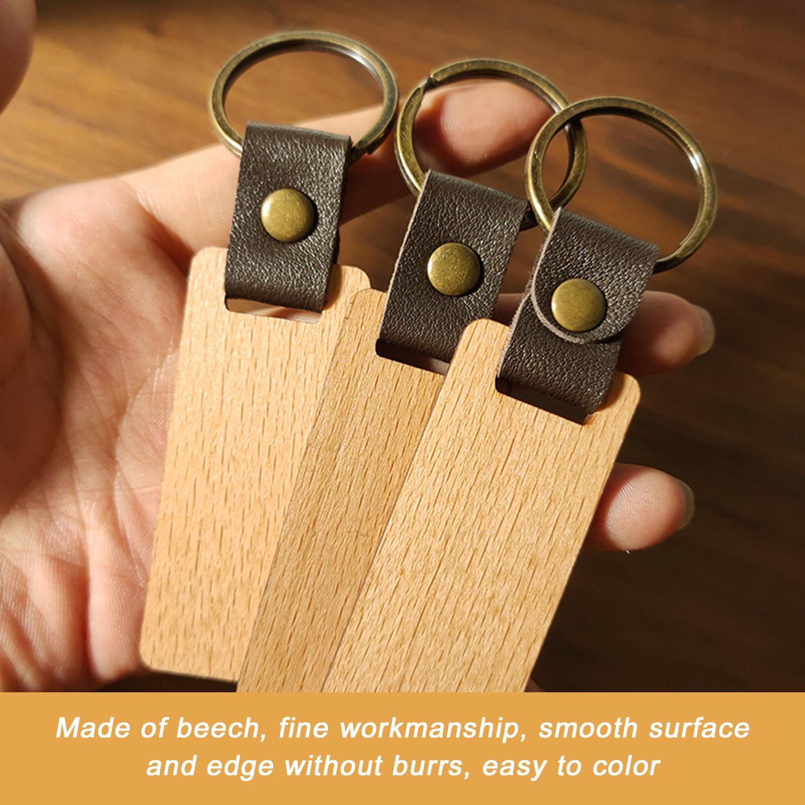 MEYAGOT 30er Set Holz-Schlüsselanhänger Zum Selbergestalten - Perfekt Für Lasergravur & DIY-Projekte