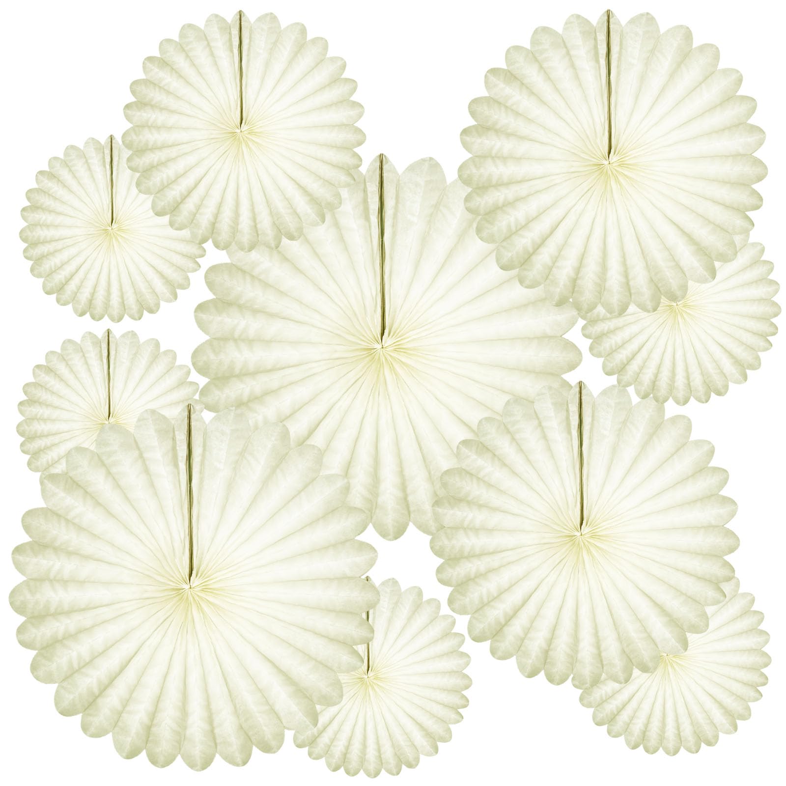 20 Pcs Ivory White Hanging Paper Fan, Round Paper Fans Decorations Set for Weddings, Birthdays, Engagement, Bridal Shower, Baby Shower Event,