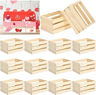 12PCS Decorative Wood Crates Nesting Storage Container,5" Farmhouse Decorative DIY Wooden Storage Boxes, Rustic Wooden Crates for Storage Display