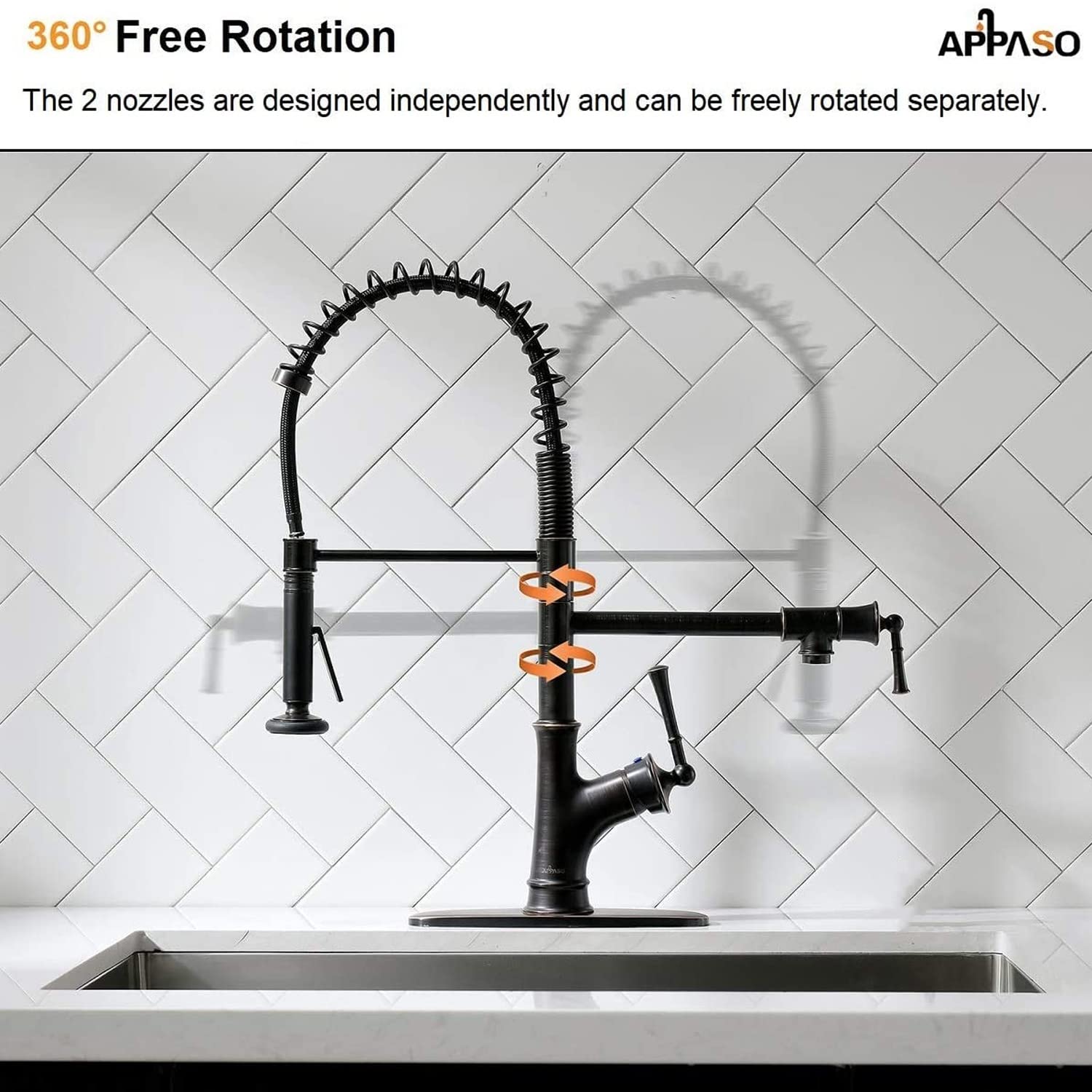 APPASO Commercial Spring Pull Down Kitchen Faucet with Sprayer and Pot