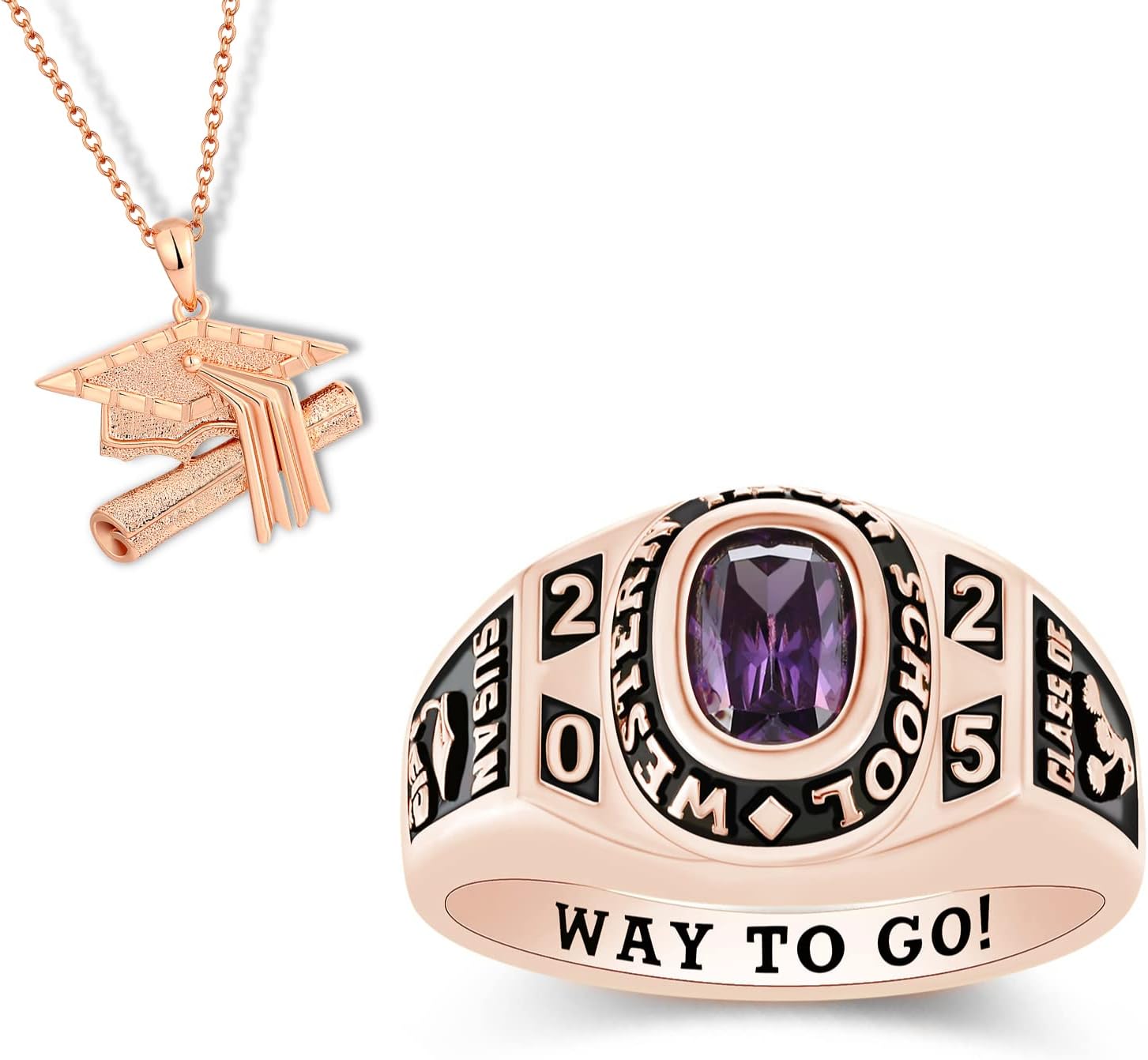 Mementos USA Premium American Brand Class Ring for Women – Express 5 Day Option - Flawless Collection – Genuine Silenium, 925 Sterling Silver or 10KT Gold – Customized High School College University Class Ring – Graduation Gifts