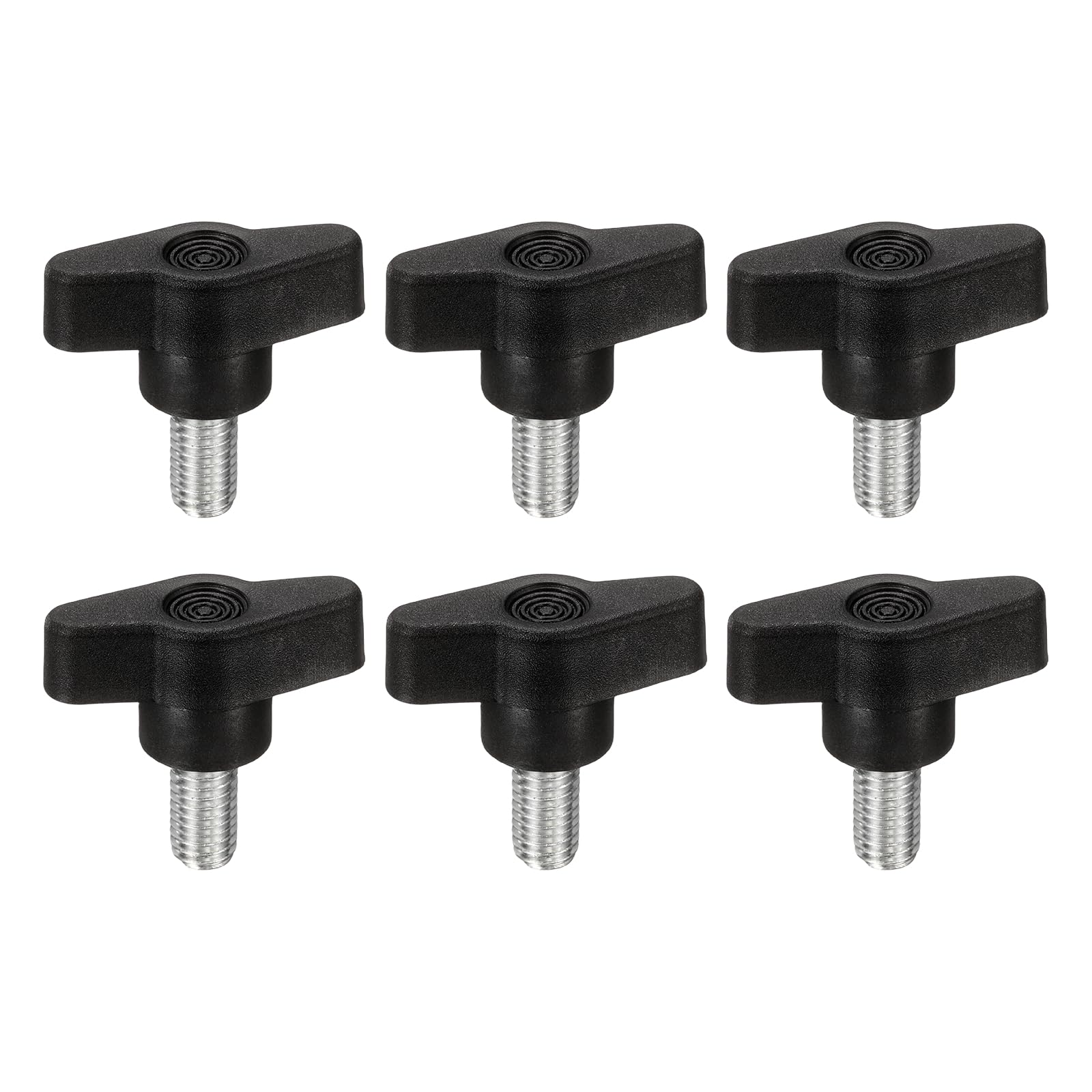 PATIKIL M8 x 16mm Tee Wing Thumb Screws, 6Pcs Carbon Steel Mechanical Handle Bolt Thumb Screws for Remove Replace Hand Clamping Tightening Knobs Power Supply, Black — image 1