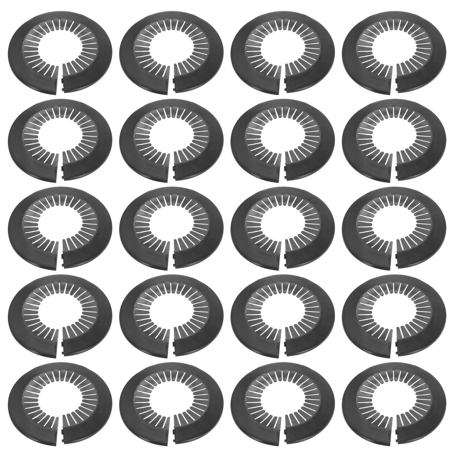 sourcing map 20pcs Flange Pipe Cover Decoration 3.07" to 4.53" (78-115mm) Plastic Clip-on Wall Hole Cover Under Sink Pipe Radiator Escutcheon Collar for Bathroom Kitchen Toilet, Black
