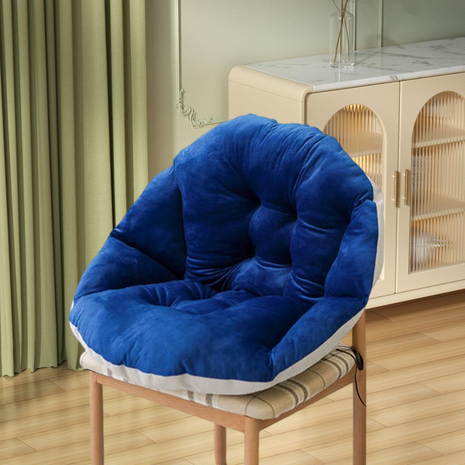 MagiDeal Cojín para Silla Colgante Hamaca Grueso Acolchado Antideslizante Tela Lino Resistente Adecuado para Sala de Estar Jardín Balcón Oficina, Azul Profundo, Individual