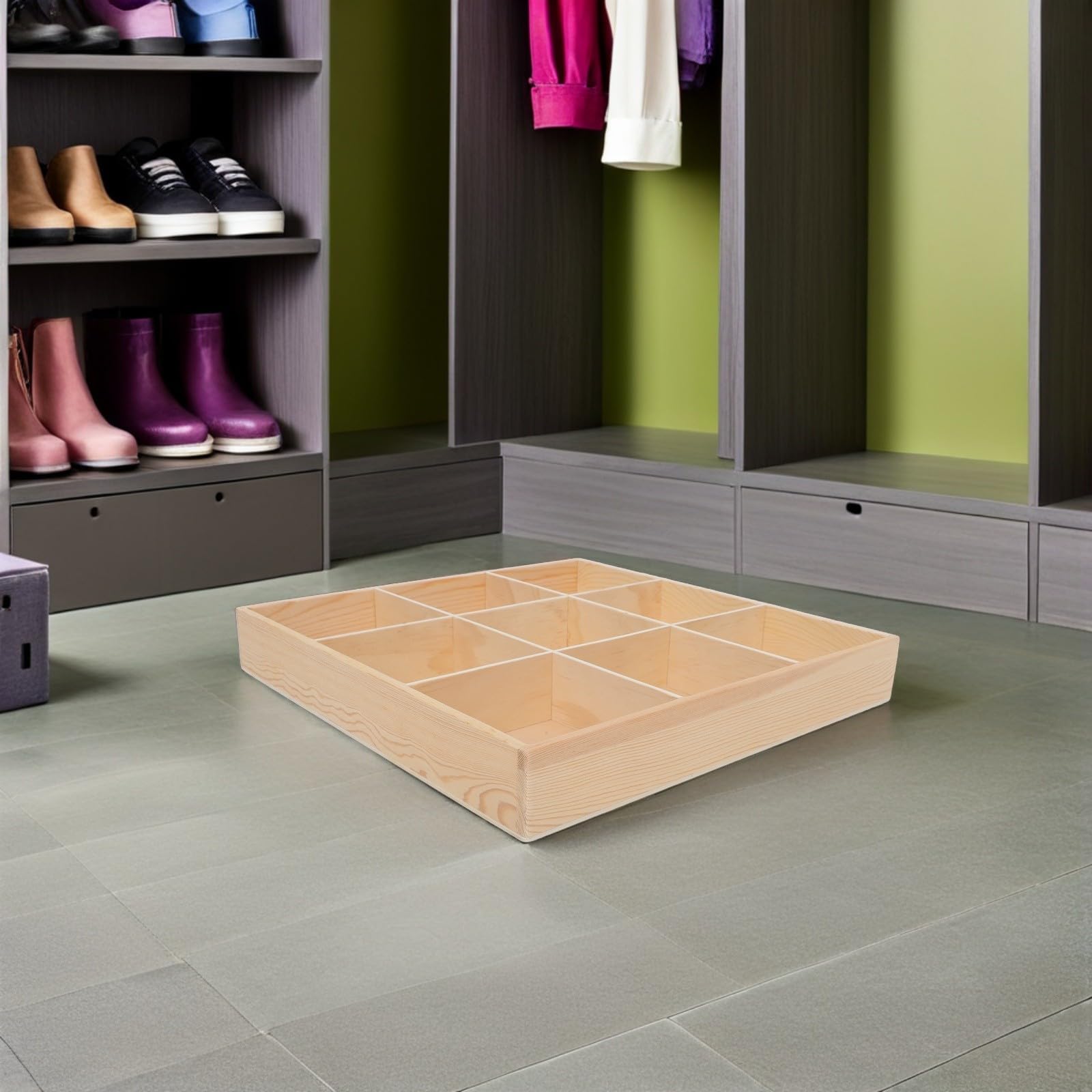 Organizzatore in Legno per Cassetto con 9 Scomparti, Scatola Porta Biancheria Intima e Calze, Finitura Liscia e Alta Durabilità, la Casa la Camera da Letto