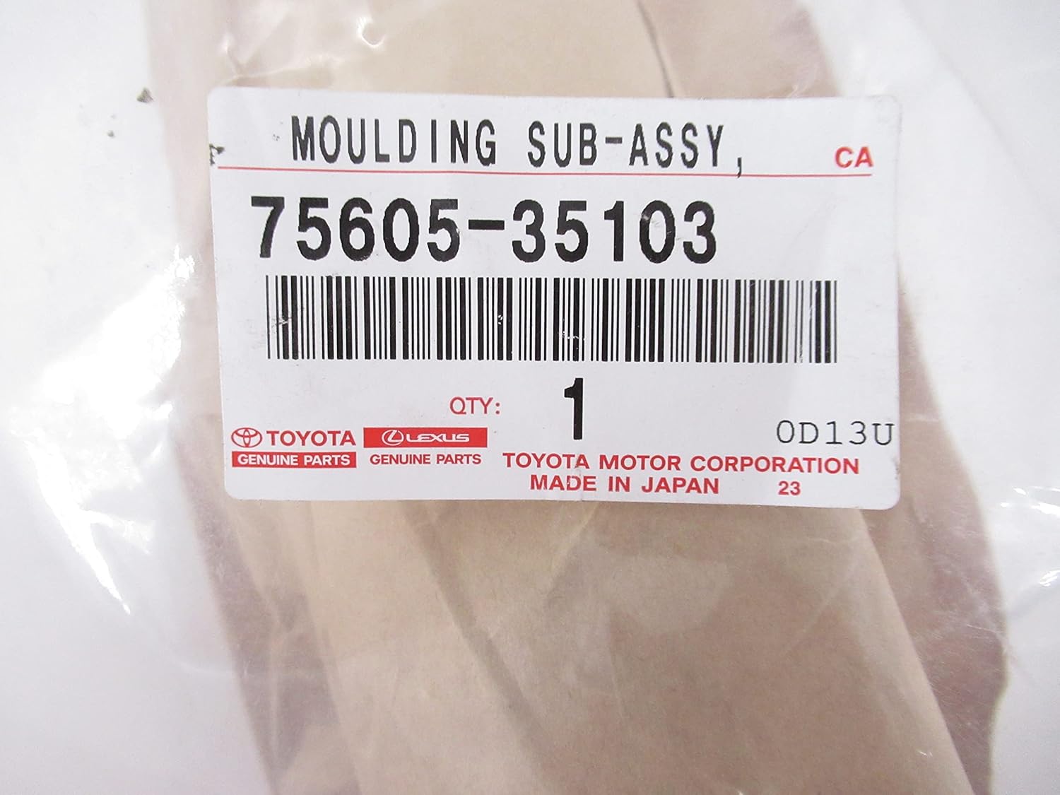 Genuine Toyota 75605-35103 Quarter Panel Molding Sub-Assembly