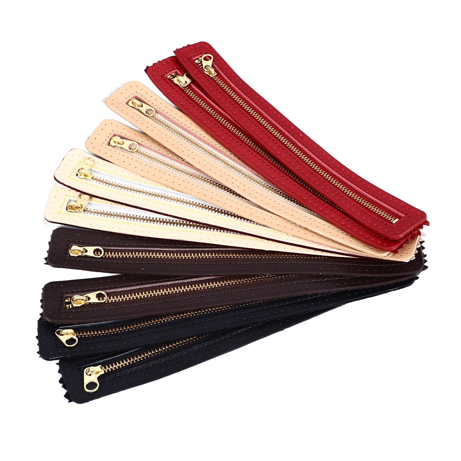10 cremalleras de cuero para bricolaje, cremallera de piel de vaca auténtica para bolsa, accesorio de costura hecho a mano con dientes de metal, colores surtidos para ropa y proyectos textiles para el