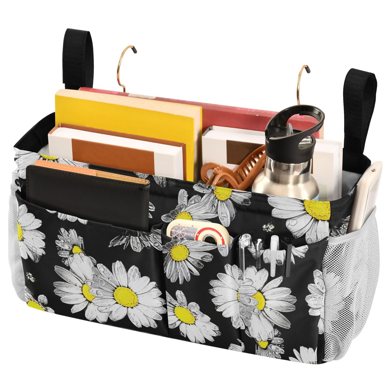 FRODOTGV Bedside Storage Organizer Hanging Bed Organizer Storage Bag for Bunk and Hospital Beds Dorm Rooms Bed Rails Daisy Repeat Pattern