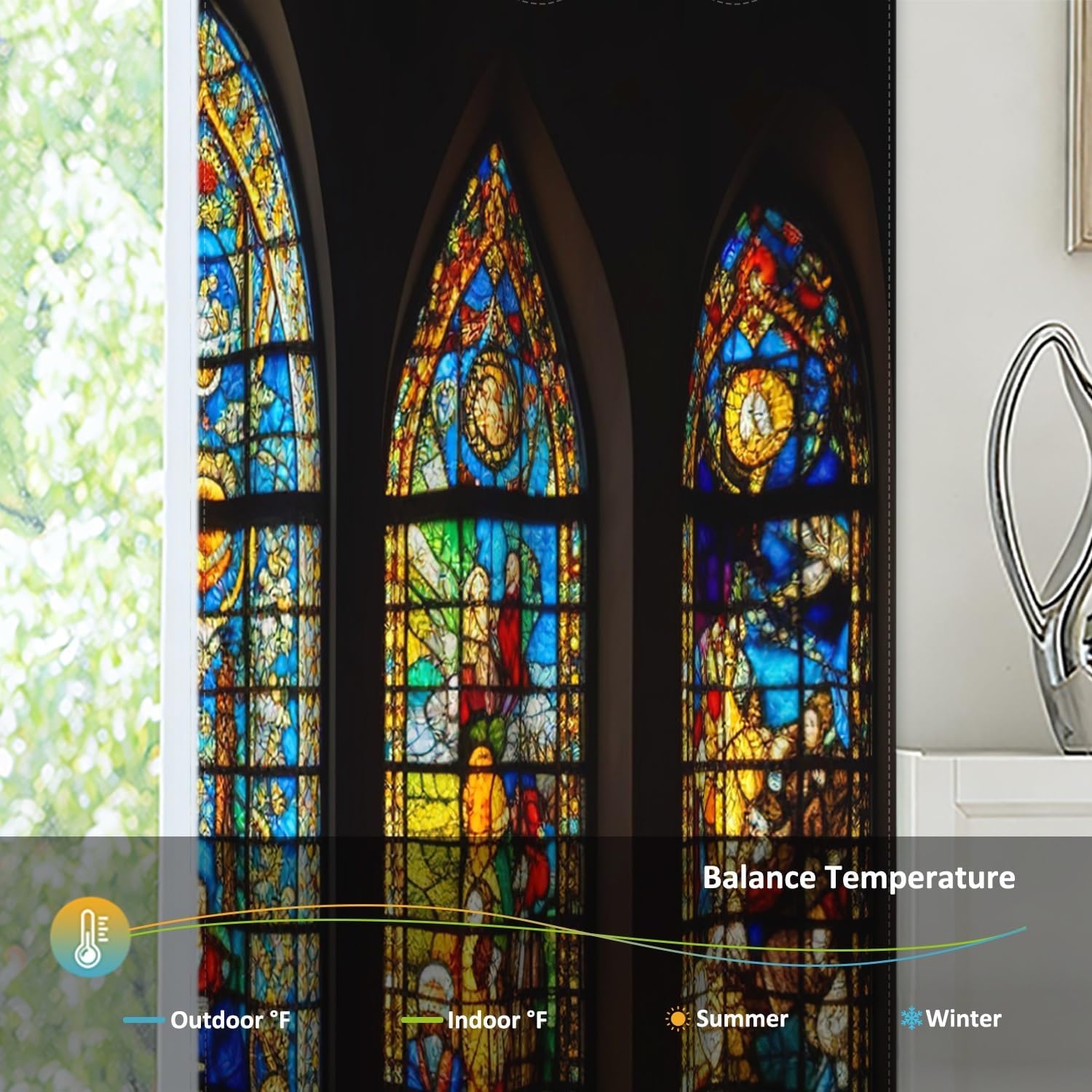 Stained Glass Colorful Curtains Retro European Church Window Curtains Multi Color Saints Christian Window Drapes for Bedroom Living Room Grommet Blackout Curtains 2 Panel Set,26x63inch