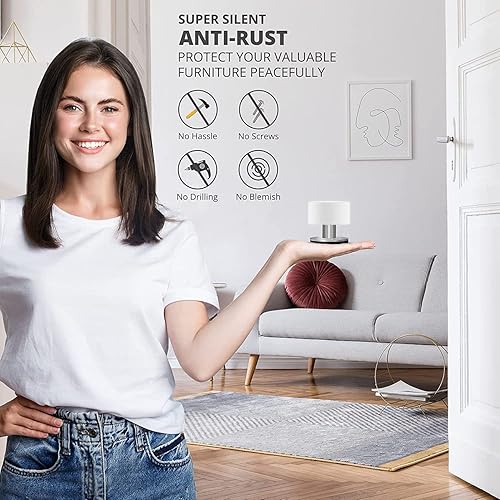 Miniatura 6 de Tope de puerta de goma con calcomanías adicionales topes de puerta autoadhesivos con cuerpo de goma blanca y acero inoxidable parachoques de puerta