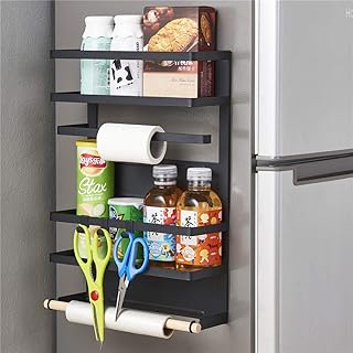 ZXX Magnétique Frigo Etagère Réfrigérateur Étagère à épices sur Le Côté du Réfrigérateur Support de Rangement de Cuisine Grande Capacité Installation Facile Économiser de l'espace