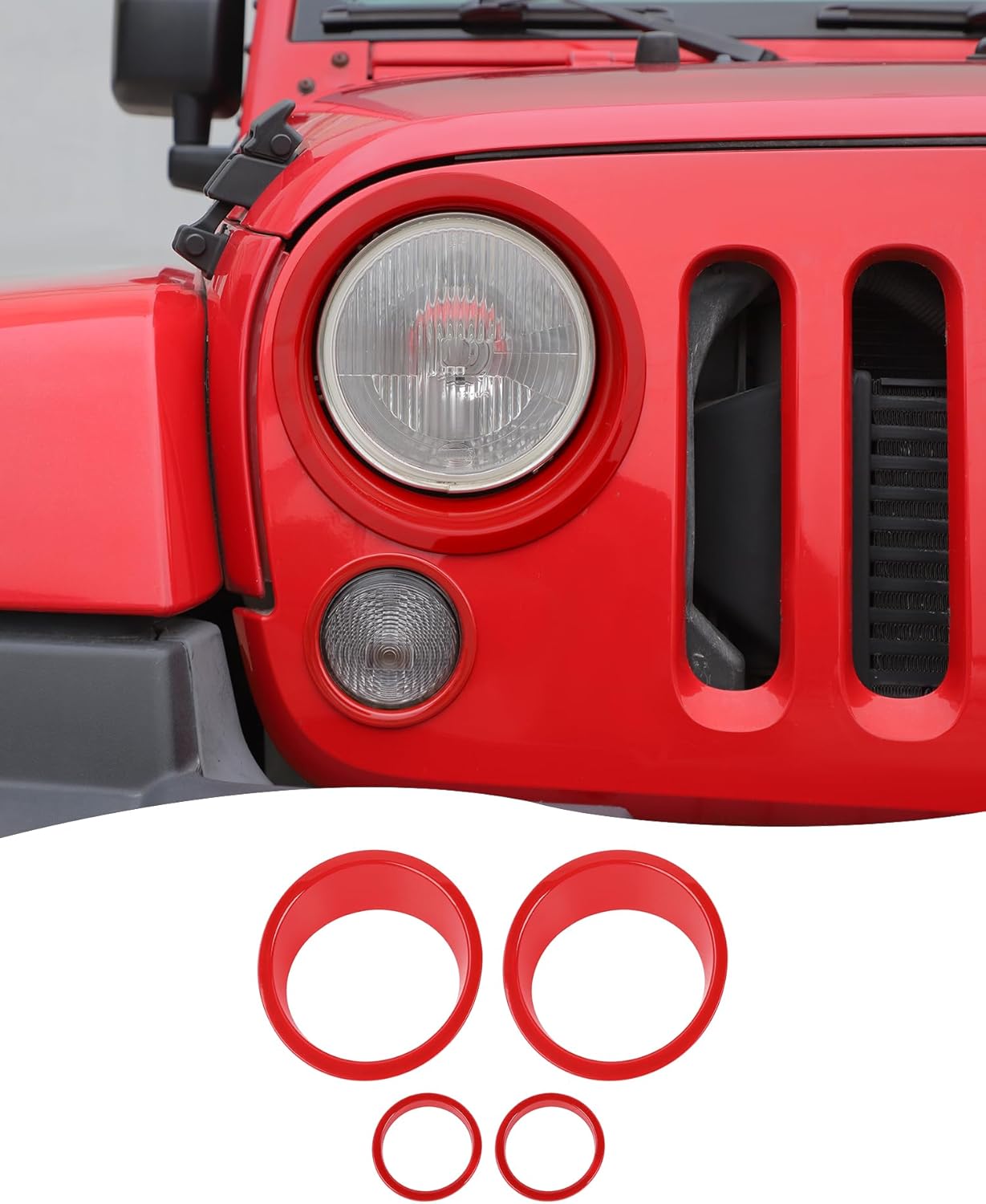 Hoolcar Headlight Bezels Headlight Cover Trim & Front Turn Signal Light Trim Cover Fit for Jeep Wrangler JK JKU 2007-2017, Exterior Accessories, Black
