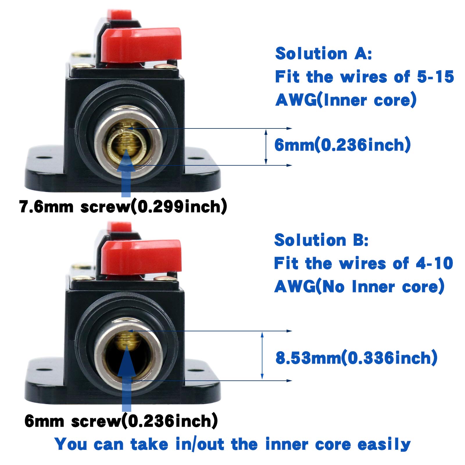 RKURCK 40 Amps Audio Inline Circuit Breaker Reset Fuse, 12V24V DC