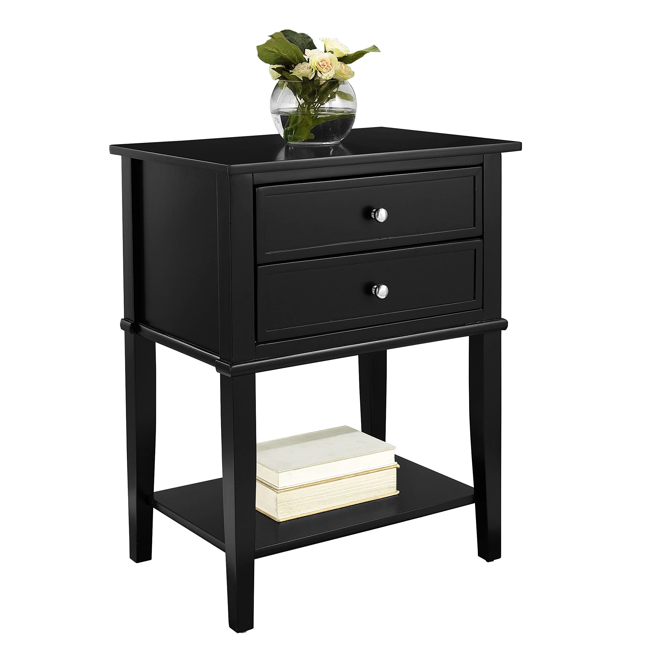 Dorel Black Accent Table 2 Drawer Wood