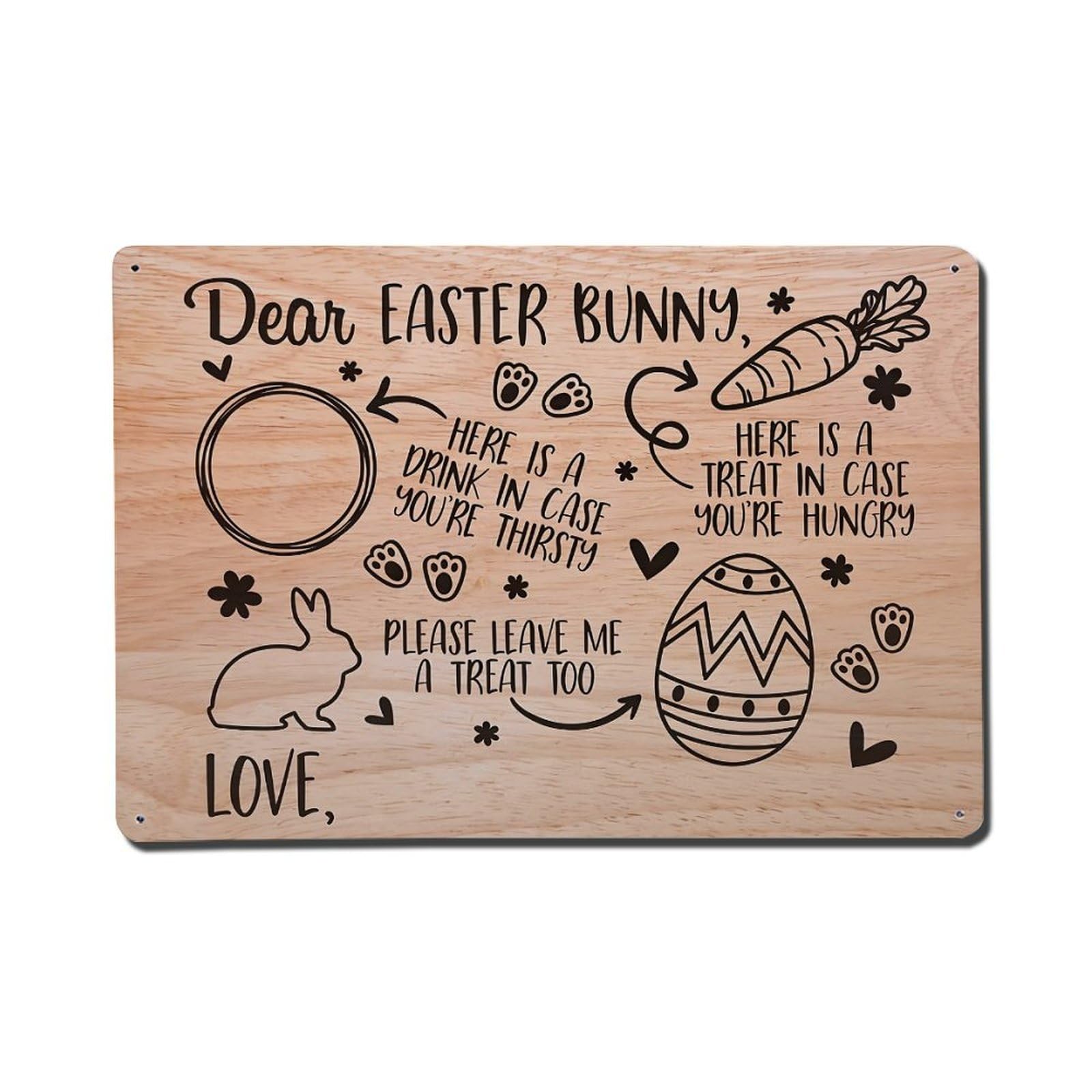Dear Easter Bunny Treats Please Metal Tin Sign Plaque