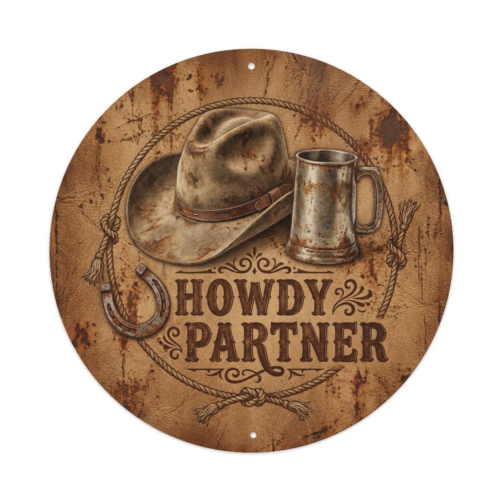 Vintage Beer Saloon Howdy Partner Retro Bar for Pub Metal Tin Sign