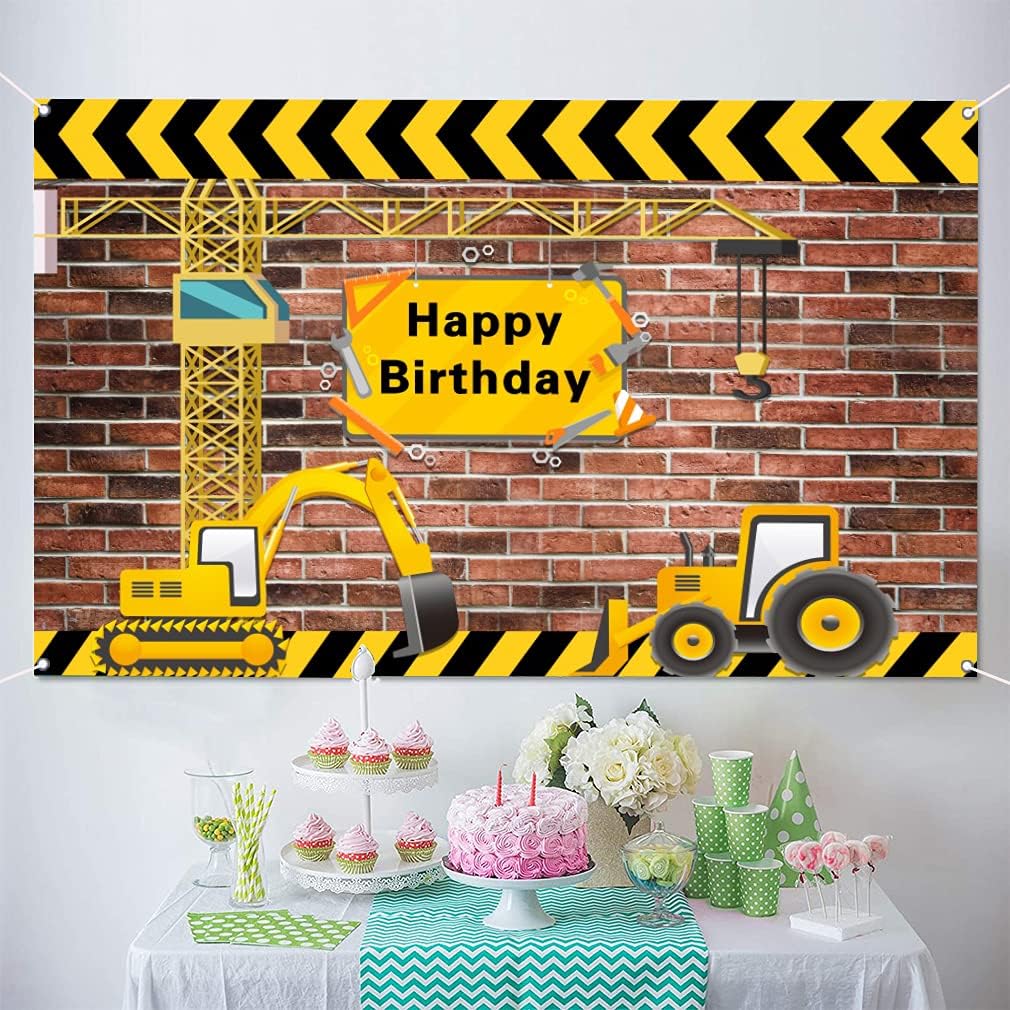 Birthday Decorations for Boys Kids Construction Theme 1 2 3 4 5 6 Birthday Party Photography Backdrop - Image 3