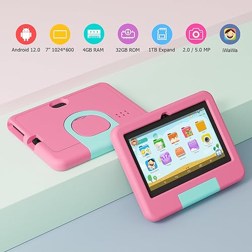 Miniatura 7 de Tablet para niños, tablet Android de 7 pulgadas para niños, 4 GB RAM 32 GB ROM 1 TB Expansibles, tabletas para niños pequeños con control parental,