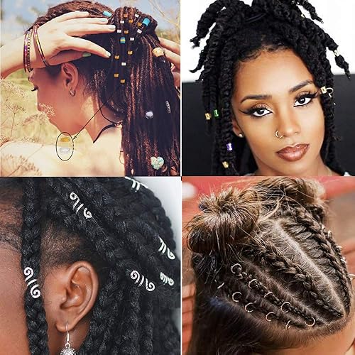 Miniatura 5 de 218 piezas de cuentas de rastas, accesorios de metal para el cabello, anillos para el cabello, pinzas para el cabello, joyería para trenzar la