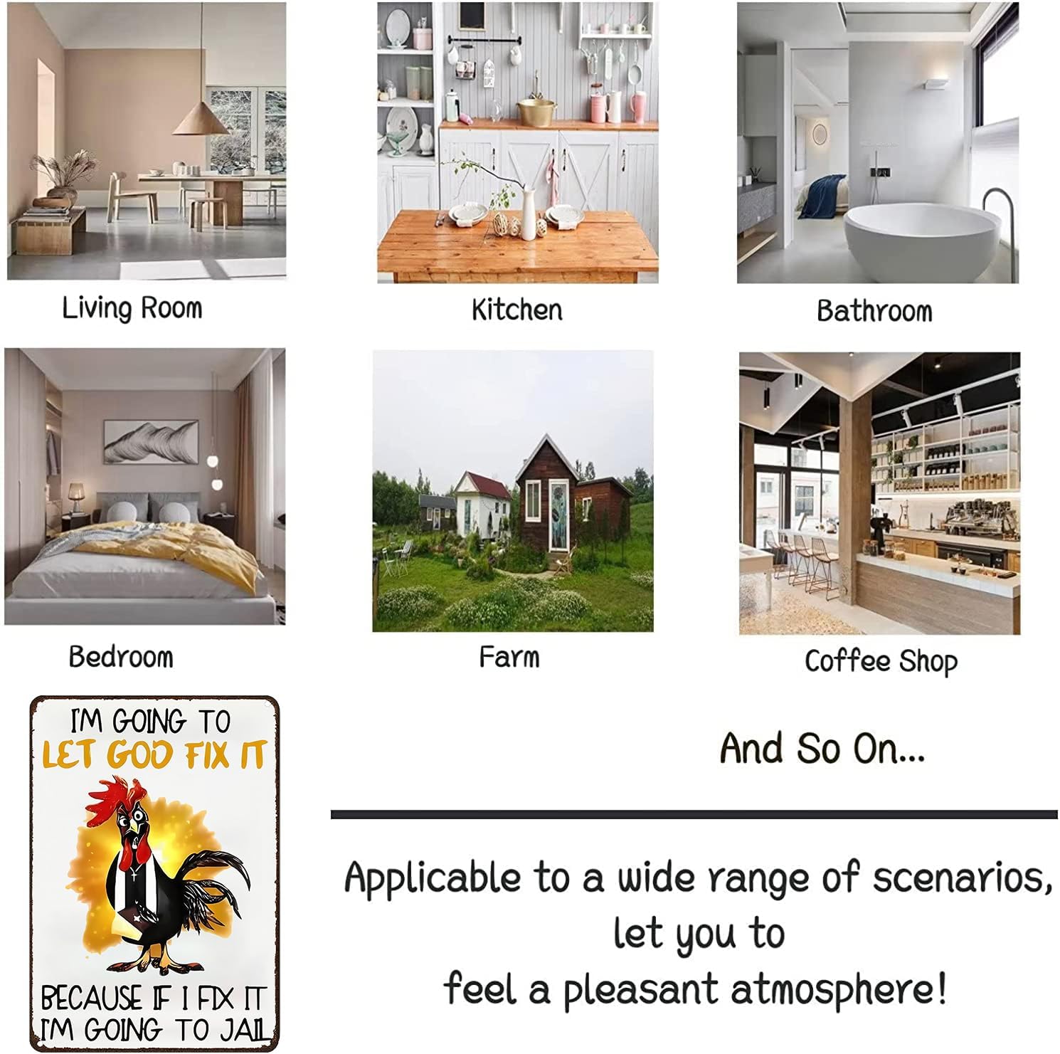 Funny Chicken Gifts I'm Going To Let God Fix It Tin Sign for Home Farm Chicken Coop Farmhouse Kitchen Garden Decor 8 X 12 Inch (3520) - Image 3