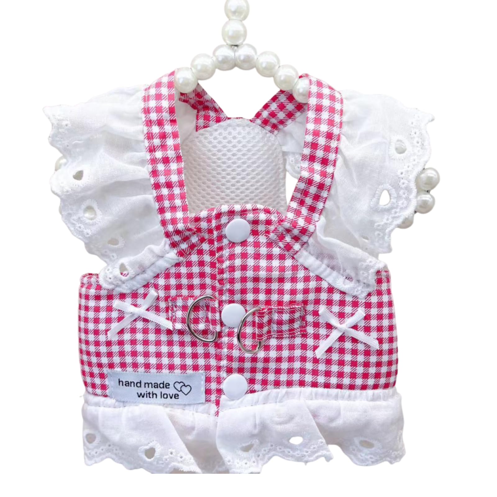 Robe harnais vichy pour chien aux finitions soignées et style jupe de princesse rétro