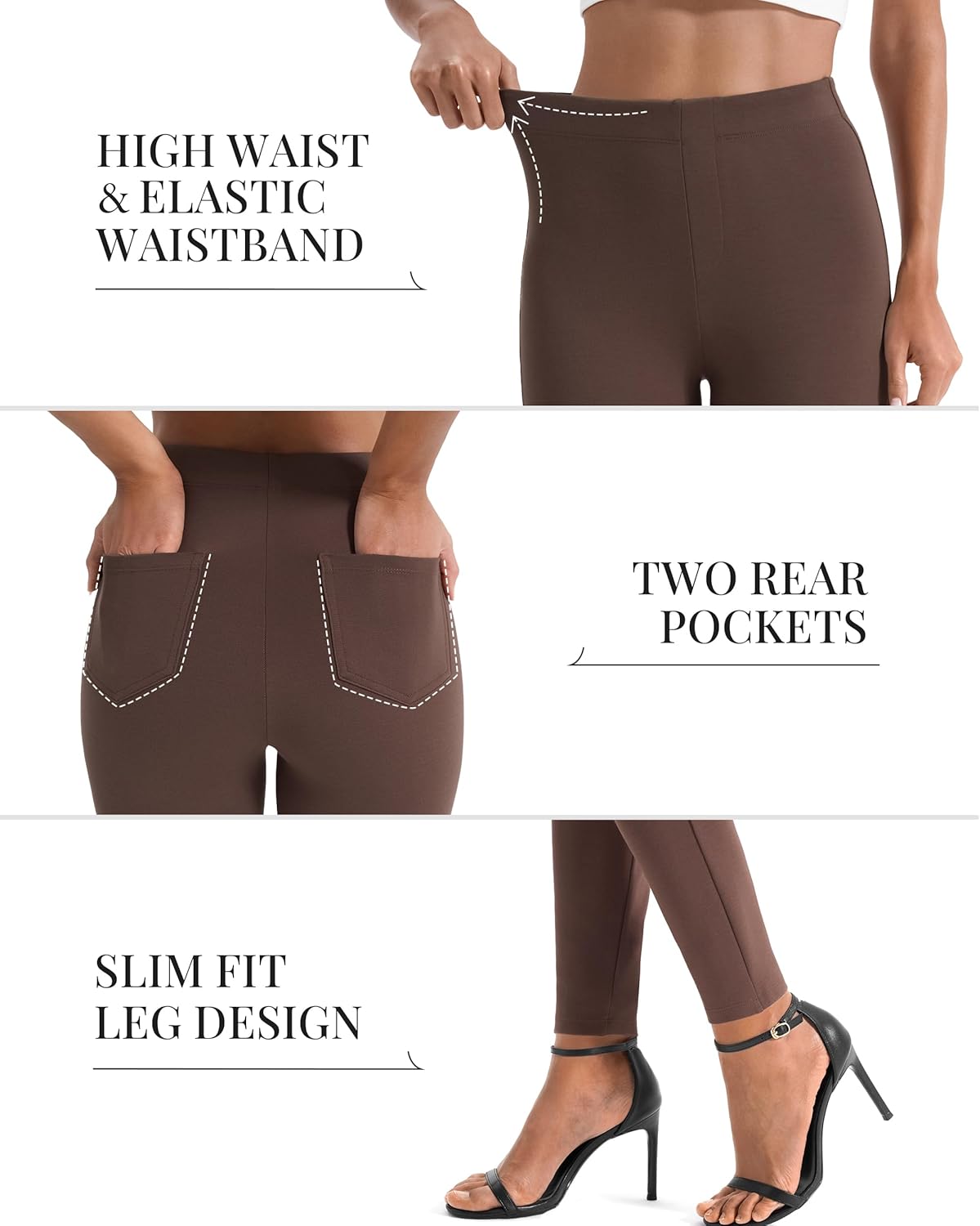 AFITNE Women's Yoga Dress Pants High Waist Pull On Stretchy Skinny Slacks Business Casual Work Pants with Pockets - Image 3