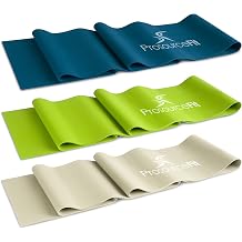 ProsourceFit Latex-Free Flat Exercise Bands Set, 3 Resistance Levels for Physical Therapy, Stretching, Yoga, and Pilates