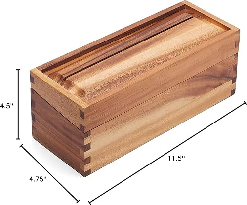 Vista 6 de Ironwood Caja de recetas de madera de acacia gourmet, compartimento doble, para tarjetas de 3 "x 5
