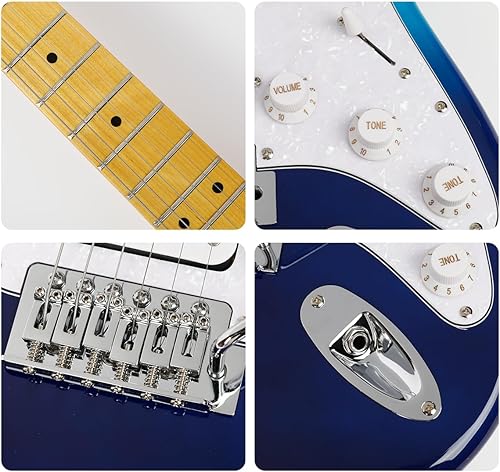 Miniatura 8 de Guitarra eléctrica, kit de guitarra eléctrica para principiantes de 39 pulgadas, pastilla HSS con división de bobina, juego de inicio de guitarra