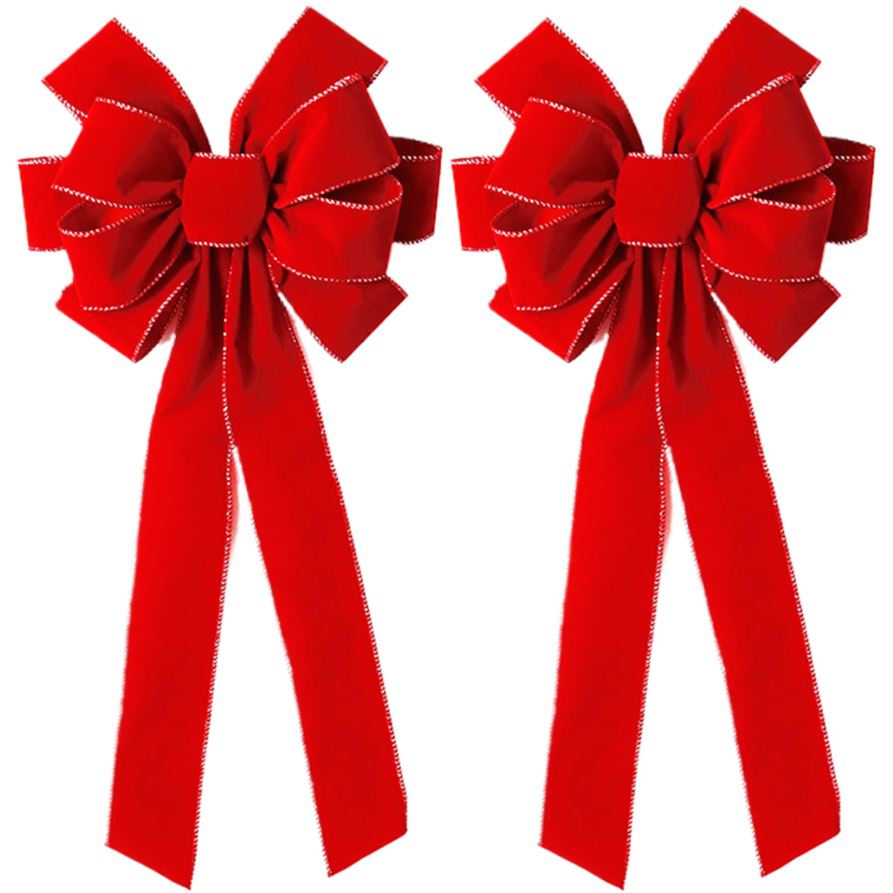 Lazos navideños grandes de terciopelo decorativo rojo y dorado para escaleras y coronas