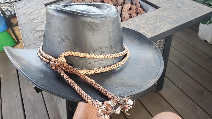 HADZAM Block Grain Leather Cowboy Hat for Men Women Jamaica  display picture 2