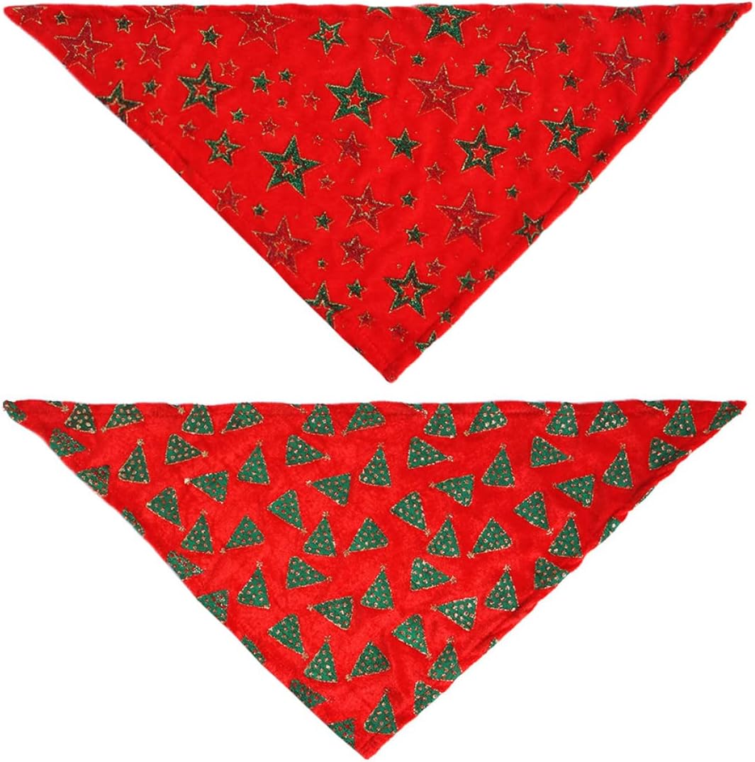 Mipcase Perro Rojo Medio Árbol Decoración Babero Pañuelo Saliva Estrella Gatos Accesorios Navidad para Disfraz Suministros para Mascotas Regalo Transpirable Toalla Cuello Baberos Bandanas