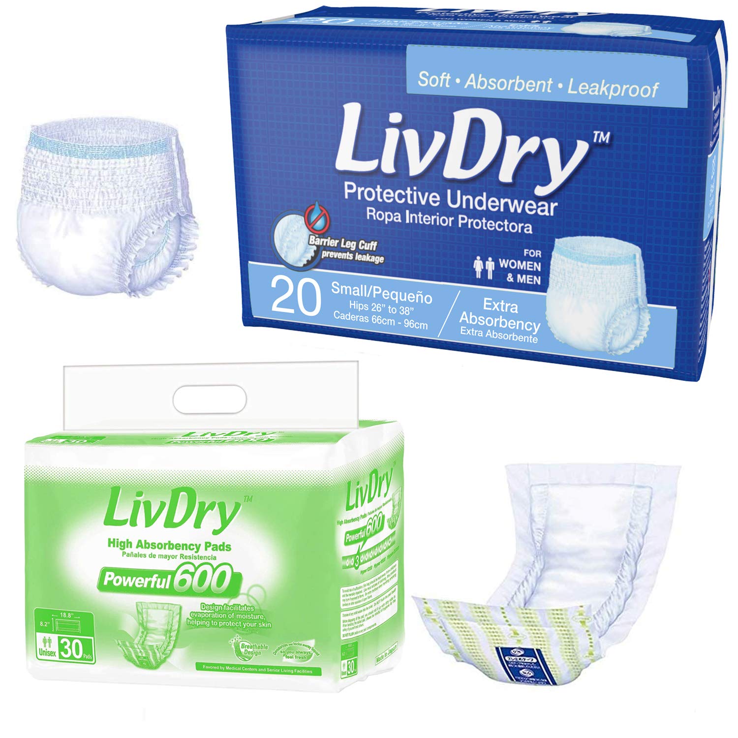 Buy LivDry Adult S Incontinence Underwear + Powerful 600 Booster Pad
