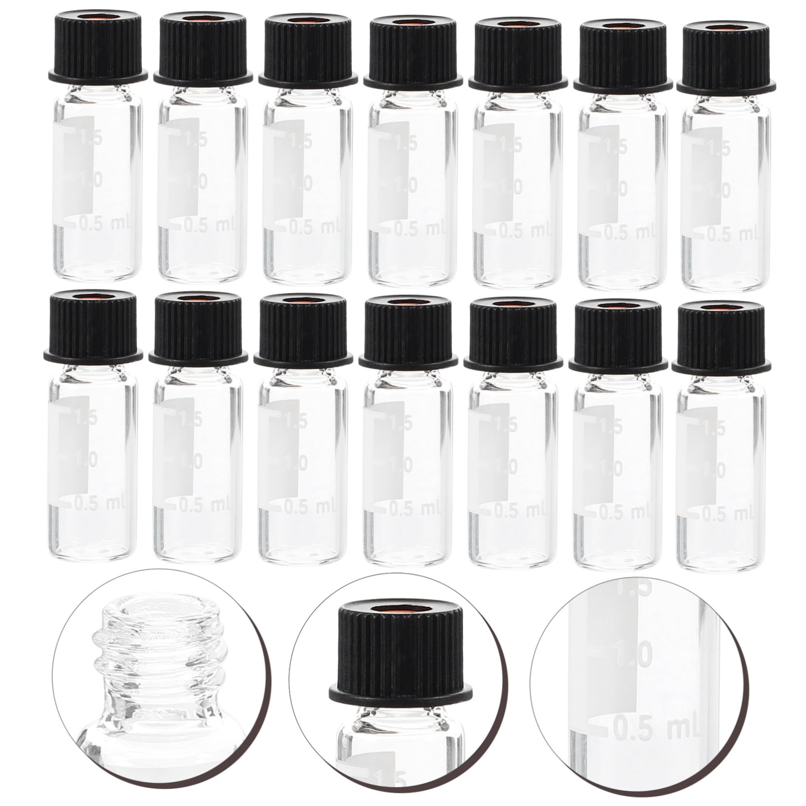 PRETYZOOM Material Sintético de Vidrio 100 Botellas de 2 Ml Boca Roscada 8-425 Buen Sellado para Laboratorio y Farmacia para Muestras Líquidas