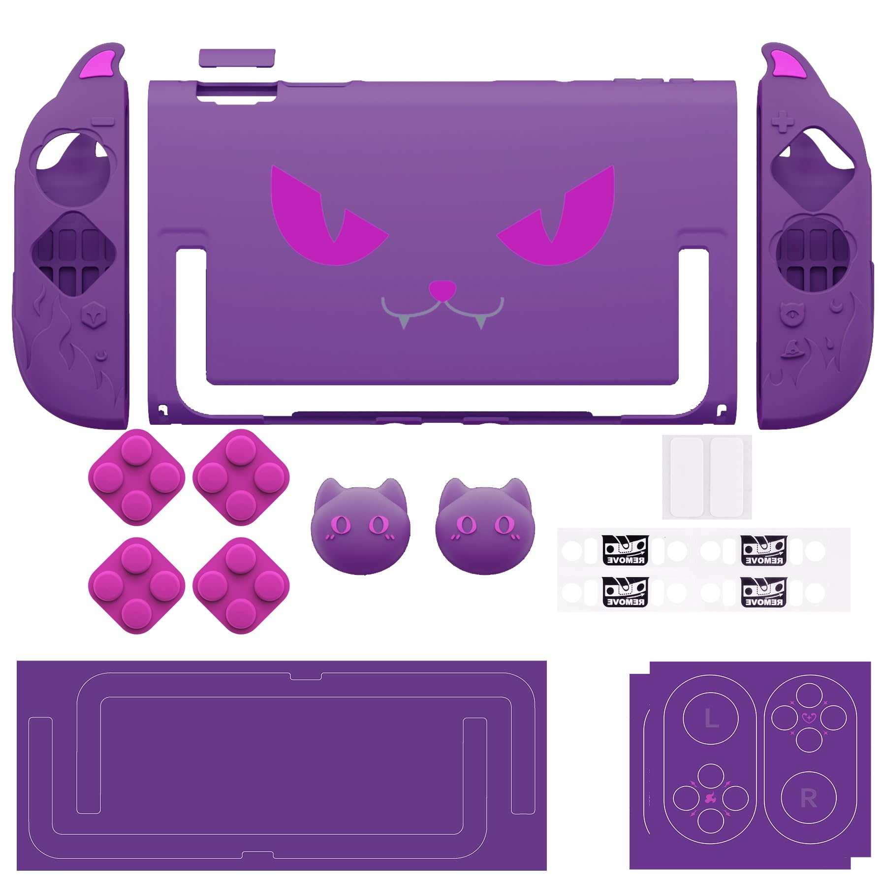 playvital Cover Protettiva per Nintendo Switch 2, Custodia Grip Silicone per Joycon 2 &Copertura Console Rigida Dockable &Copri Analogici, Accessori Antiurto per Switch 2, Demone Carino, Viola
