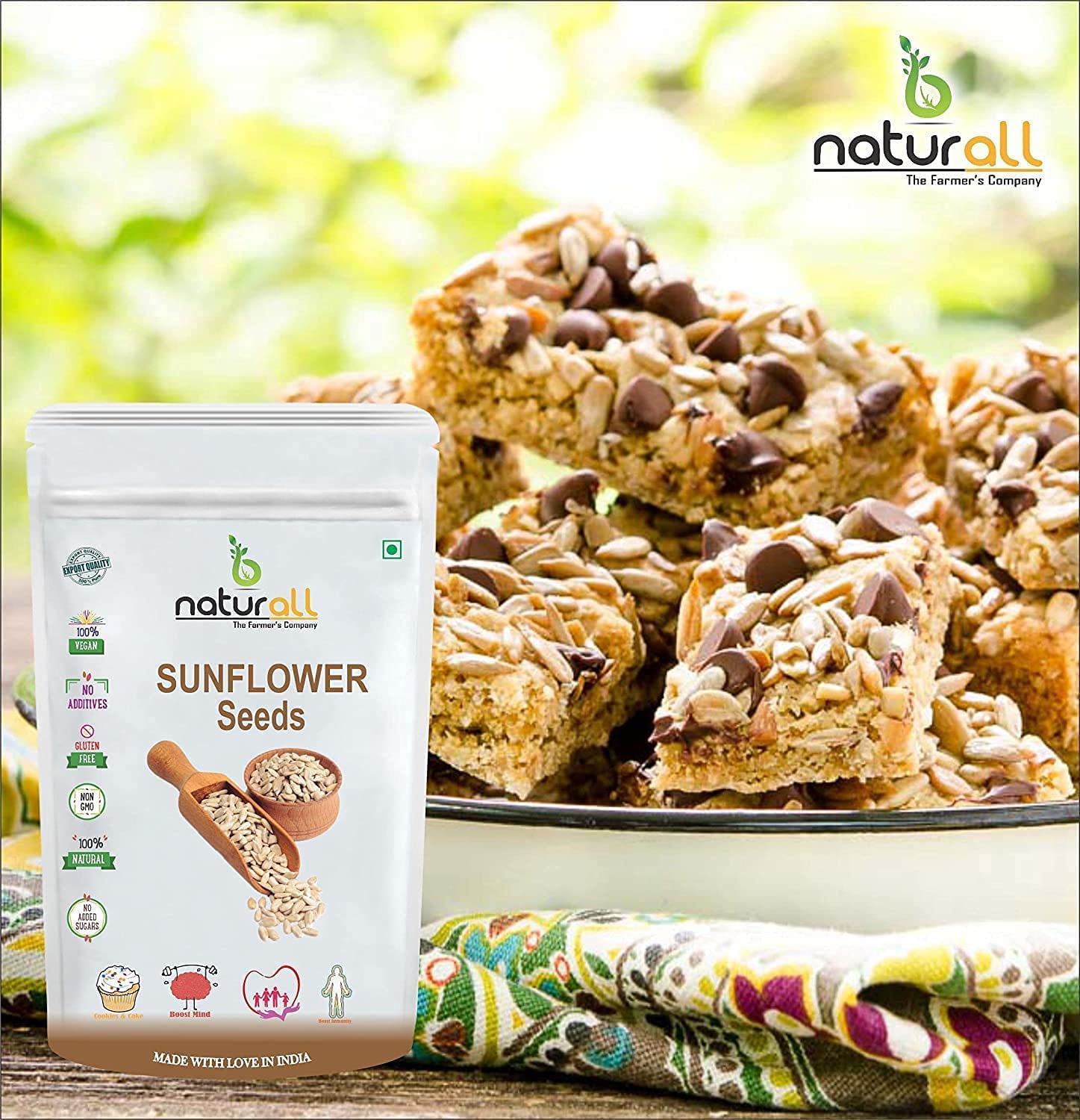 CROV Semillas de girasol crudas | Superalimento rico en vitaminas, proteínas y fibras, 200 GM por B Naturall
