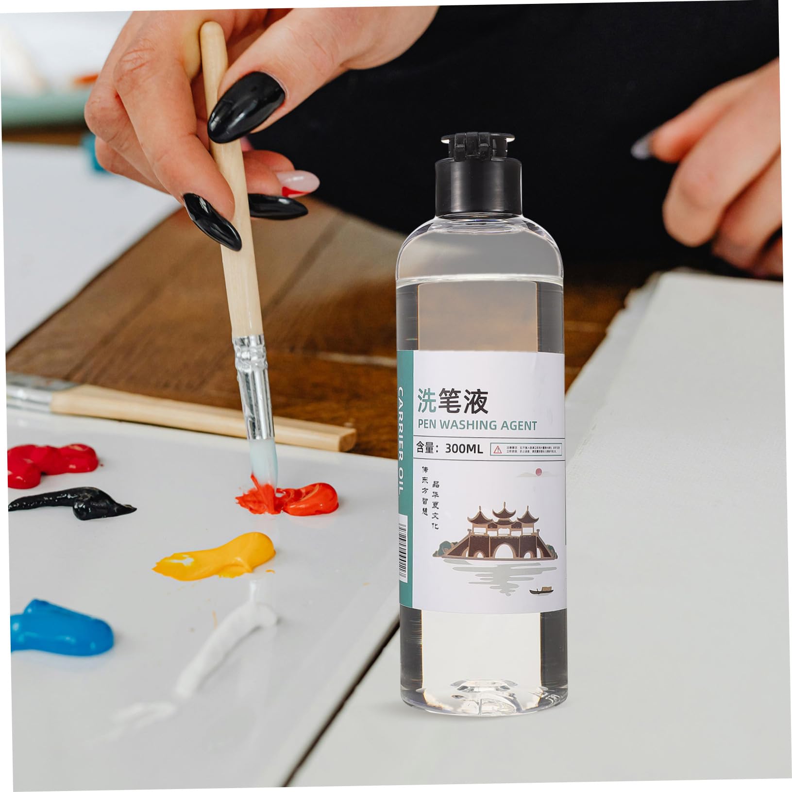 SHINEOFI Liquido per Pulizia Pennelli Pittura Olio Acrilico 300ml