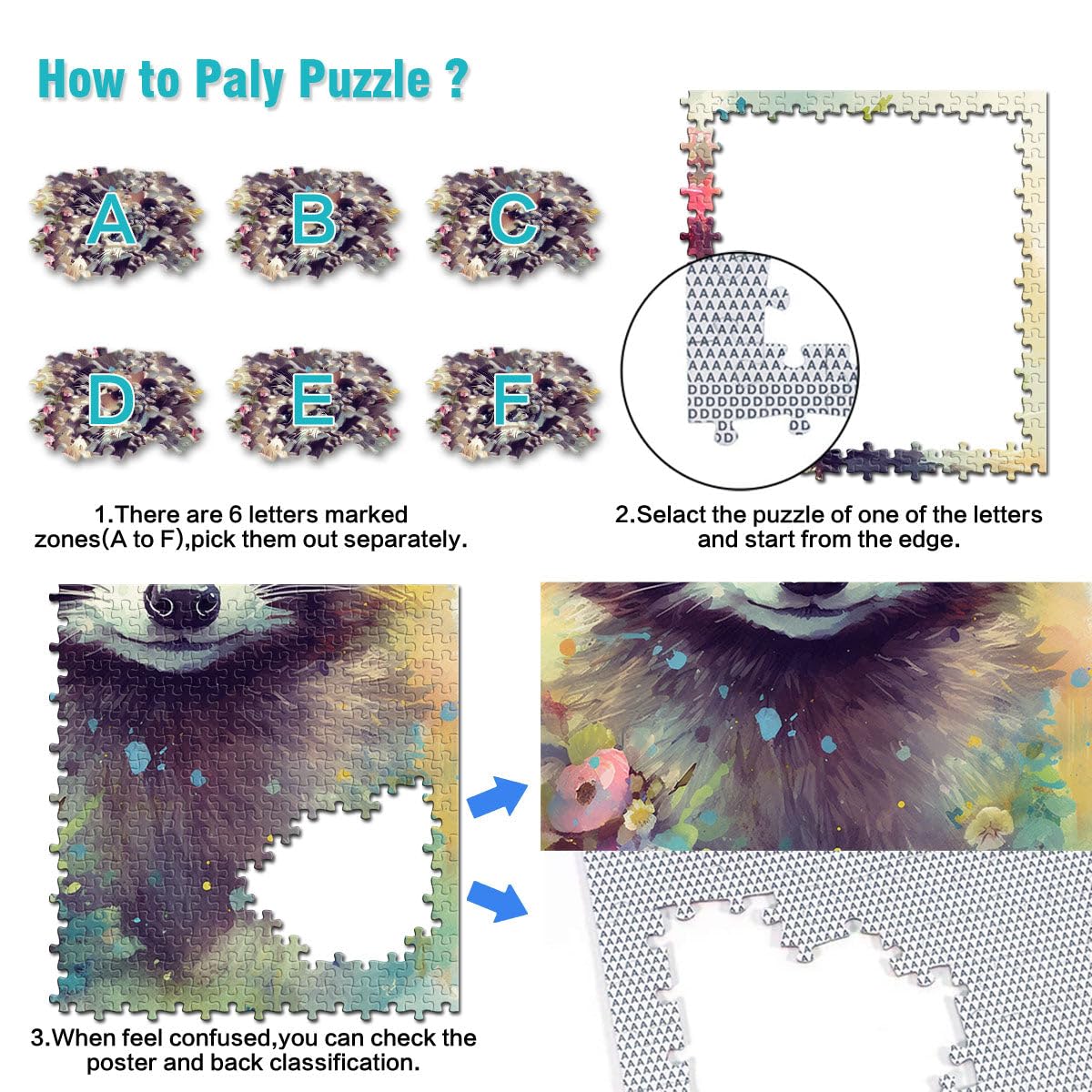 Puzzle 2000 pièces pour Adultes Puzzle bébé Raton Laveur Puzzle éducatif Jeu Familial Excellent Cadeau de Noël 27,56 po x 39,37 po pour Les 14 Ans